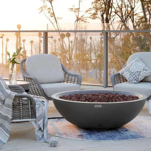 Elementi Plus Rose Bowl 48" Round Concrete Fire Bowl OFG420 - Green Vista Living