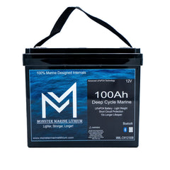 Monster Marine Lithium 100Ah 12V deep cycle marine LiFePO4 battery with handle