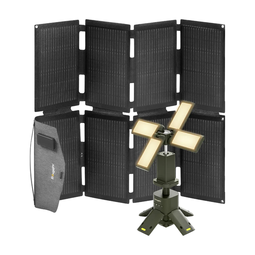 BougeRV 100W N-Type Fiberglass Foldable Portable Solar Panel - Green Vista Living
