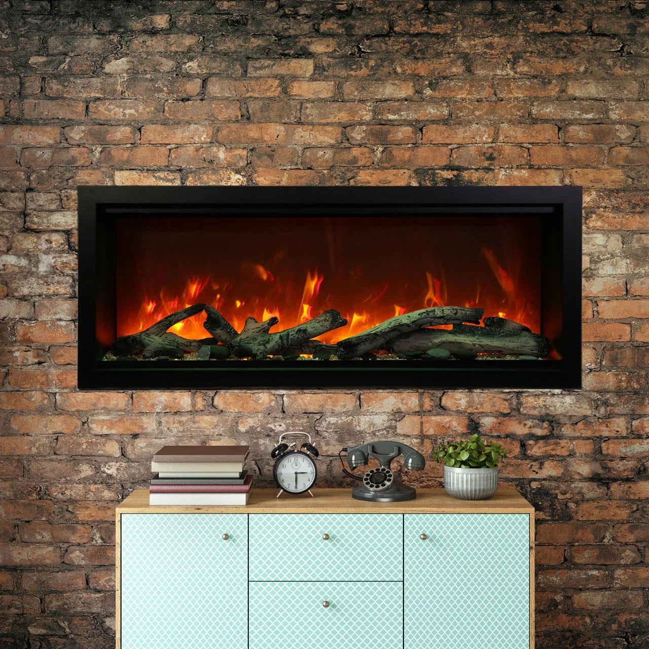 Amantii Symmetry SYM-50-XT Built in Smart Extra Tall Outdoor Electric Fireplace - Green Vista Living