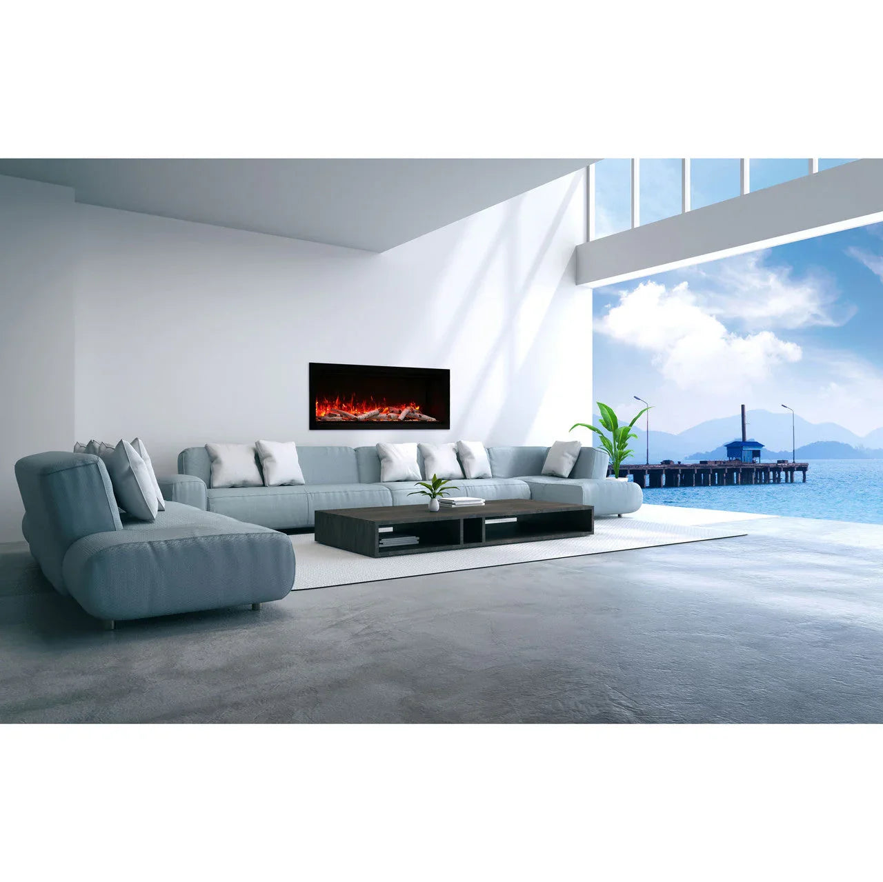 Amantii Symmetry SYM-50-XT Built in Smart Extra Tall Outdoor Electric Fireplace - Green Vista Living