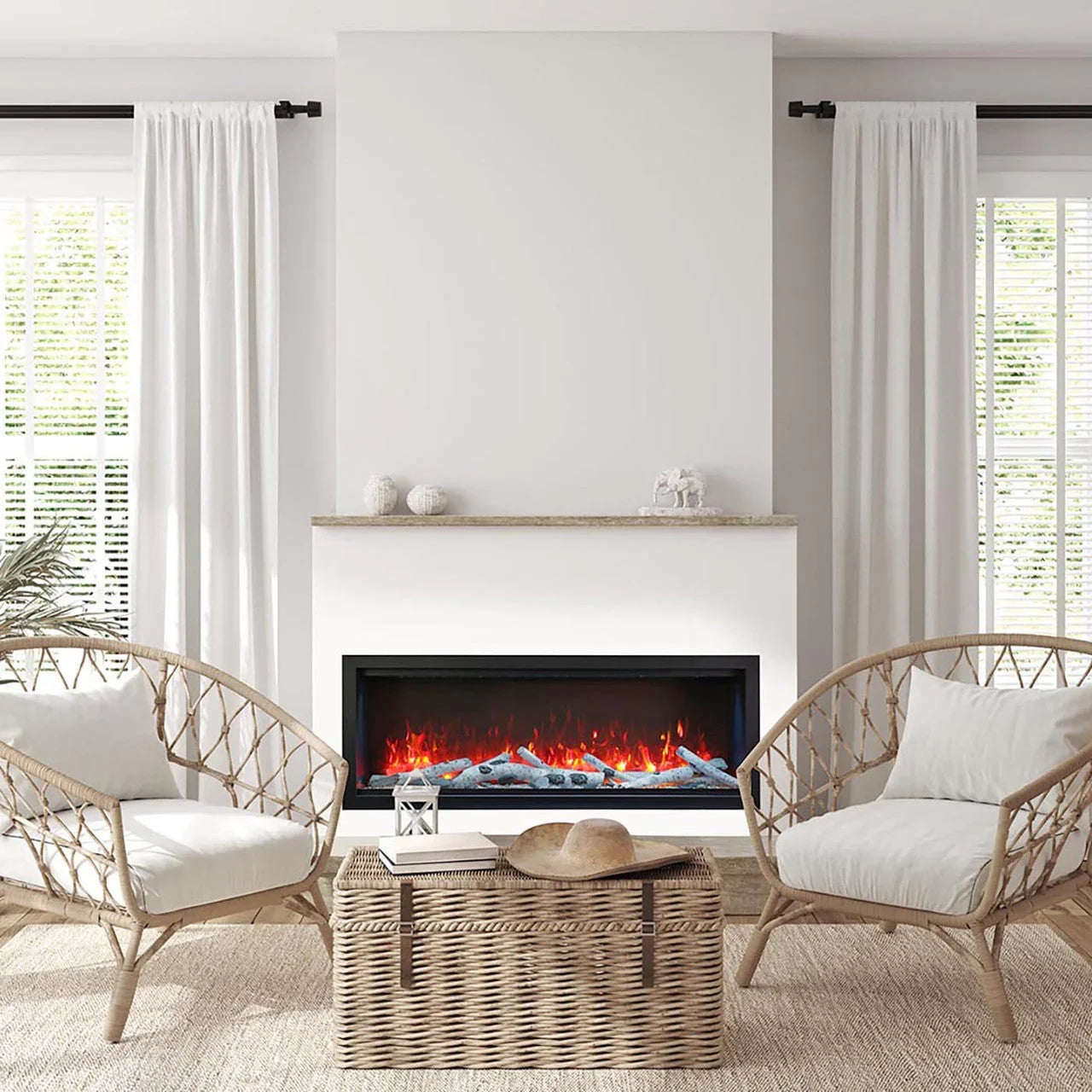Amantii Symmetry Bespoke 74 Inch Extra Tall Indoor/Outdoor Electric Fireplace - Green Vista Living