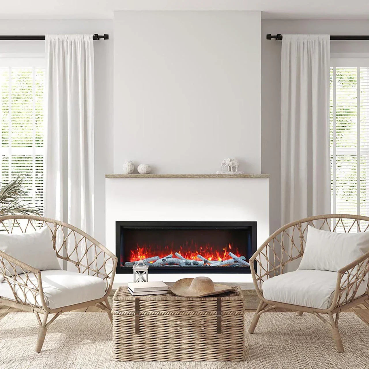 Amantii Symmetry Bespoke 74 Inch Extra Tall Indoor/Outdoor Electric Fireplace - Green Vista Living
