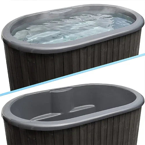 SaunaLife 2-Person Black Thermo-Pine Cold/Hot Plunge Tub w/ Water Chiller/Heater | Model S2B - Green Vista Living