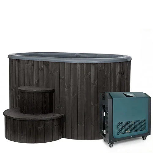SaunaLife 2-Person Black Thermo-Pine Cold/Hot Plunge Tub w/ Water Chiller/Heater | Model S2B - Green Vista Living