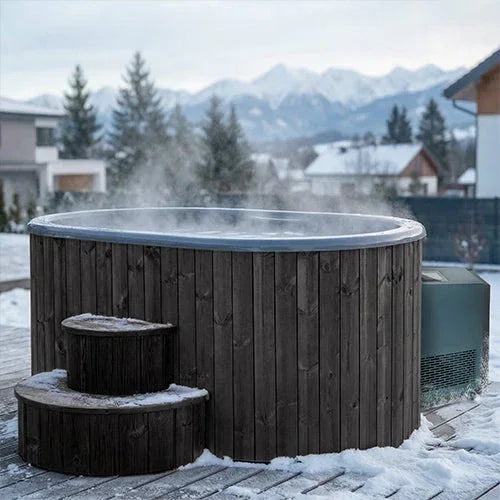 SaunaLife 2-Person Black Thermo-Pine Cold/Hot Plunge Tub w/ Water Chiller/Heater | Model S2B - Green Vista Living