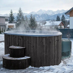 SaunaLife 2-Person Black Thermo-Pine Cold/Hot Plunge Tub w/ Water Chiller/Heater | Model S2B - Green Vista Living