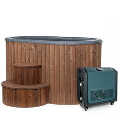 SaunaLife 2-Person Thermo-Pine Cold/Hot Plunge Tub w/ Water Chiller/Heater | Model S2N - Green Vista Living