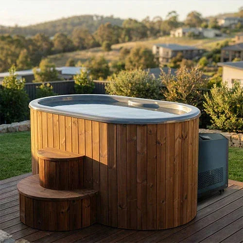 SaunaLife 2-Person Thermo-Pine Cold/Hot Plunge Tub w/ Water Chiller/Heater | Model S2N - Green Vista Living