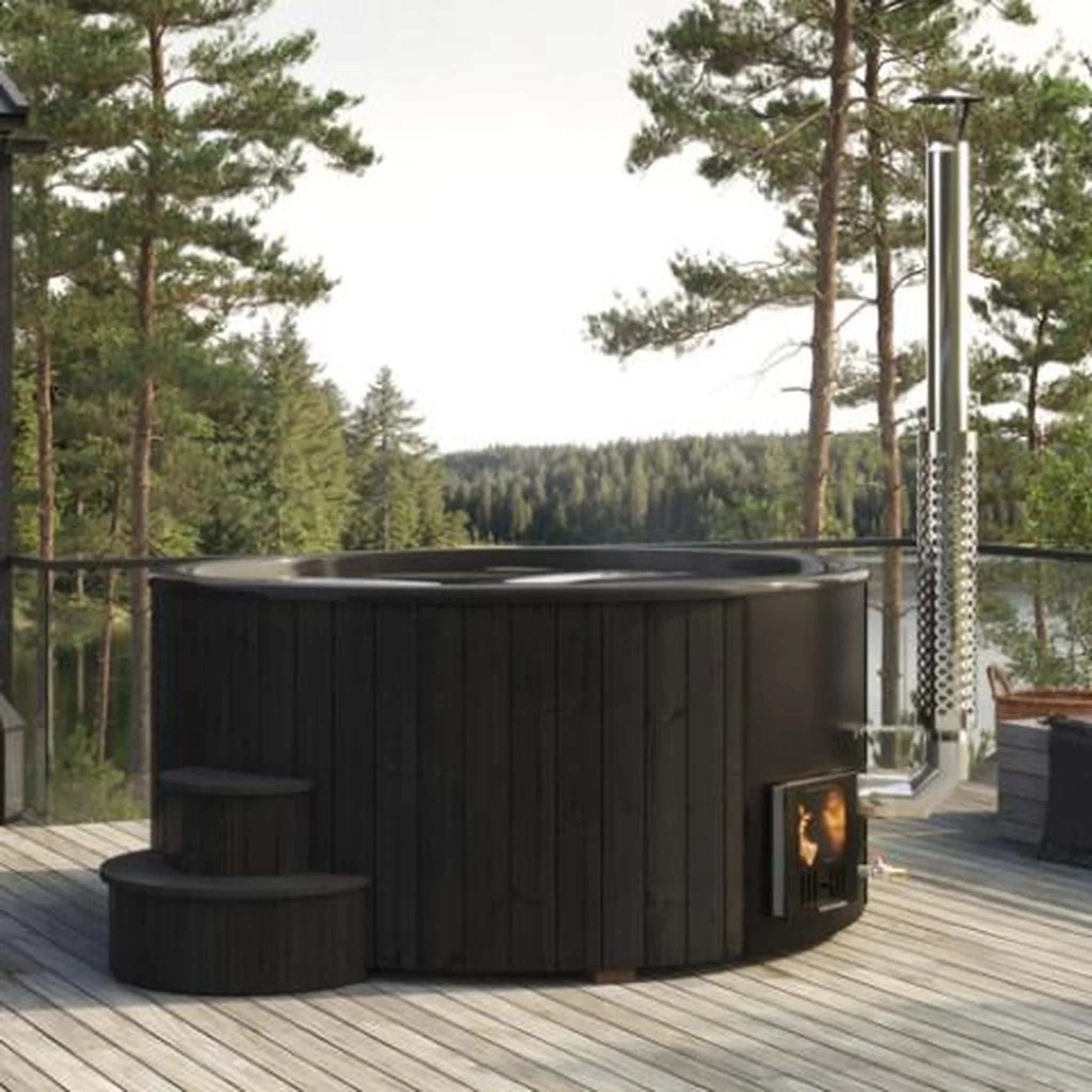 SaunaLife Model S6B 7-Person Wood-Fired Hot Tub | Soak Series - Green Vista Living