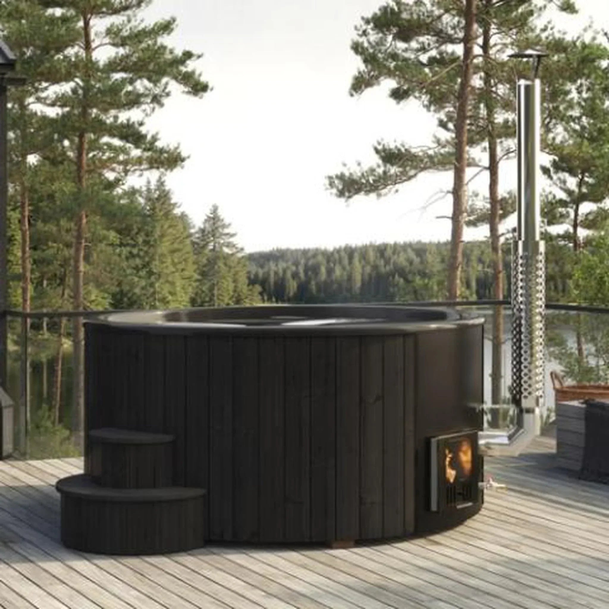 SaunaLife Model S6B 7-Person Wood-Fired Hot Tub | Soak Series - Green Vista Living
