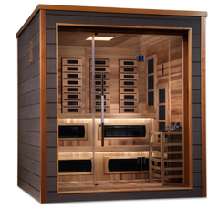 Golden Designs Karlstad Outdoor-Indoor PureTech™ Hybrid Full Spectrum Sauna – Canadian Red Cedar Interior | GDI-8226-01 Karlstad | 6 Persons