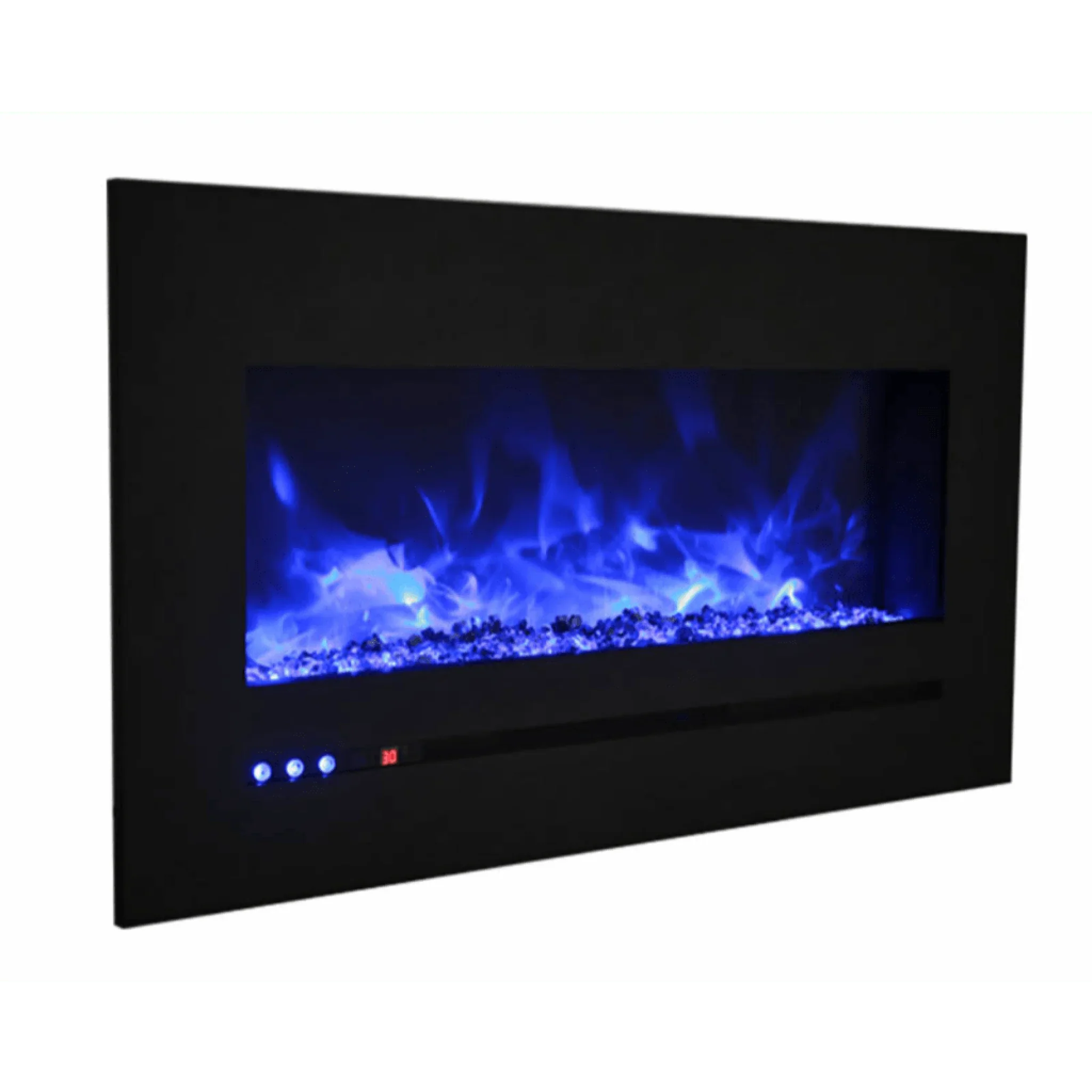 Sierra Flame by Amantii 34" Wall Mount/Flush Mount Electric Fireplace with Deep Charcoal Colored Steel Surround - Green Vista Living