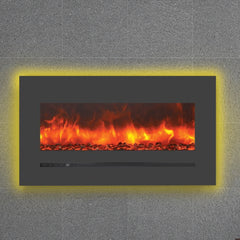Sierra Flame by Amantii 34" Wall Mount/Flush Mount Electric Fireplace with Deep Charcoal Colored Steel Surround - Green Vista Living