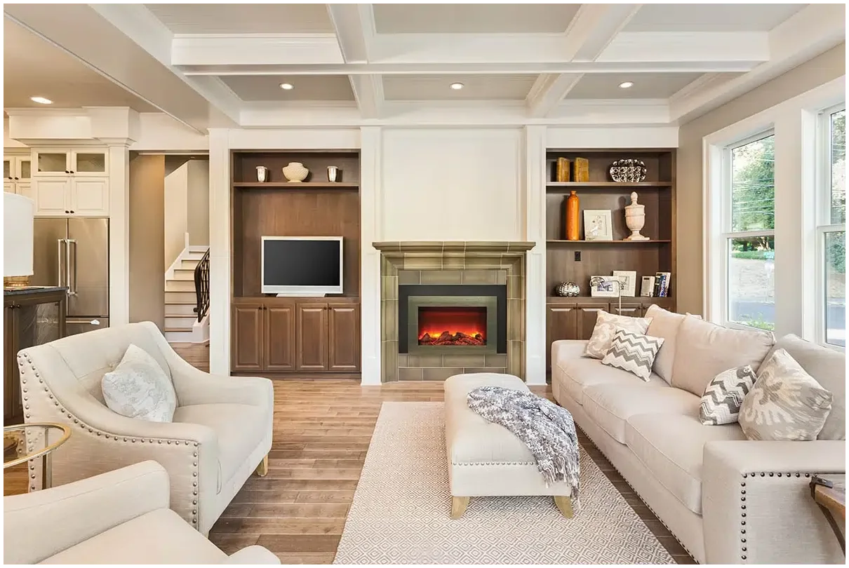Sierra Flame by Amantii Insert Series 30" Electric Fireplace Insert With Black Steel Surround and Overlay - Green Vista Living