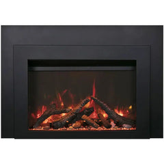 Sierra Flame by Amantii Insert Series 30" Electric Fireplace Insert With Black Steel Surround and Overlay - Green Vista Living