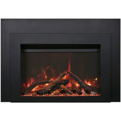 Sierra Flame by Amantii Insert Series 30" Electric Fireplace Insert With Black Steel Surround and Overlay - Green Vista Living