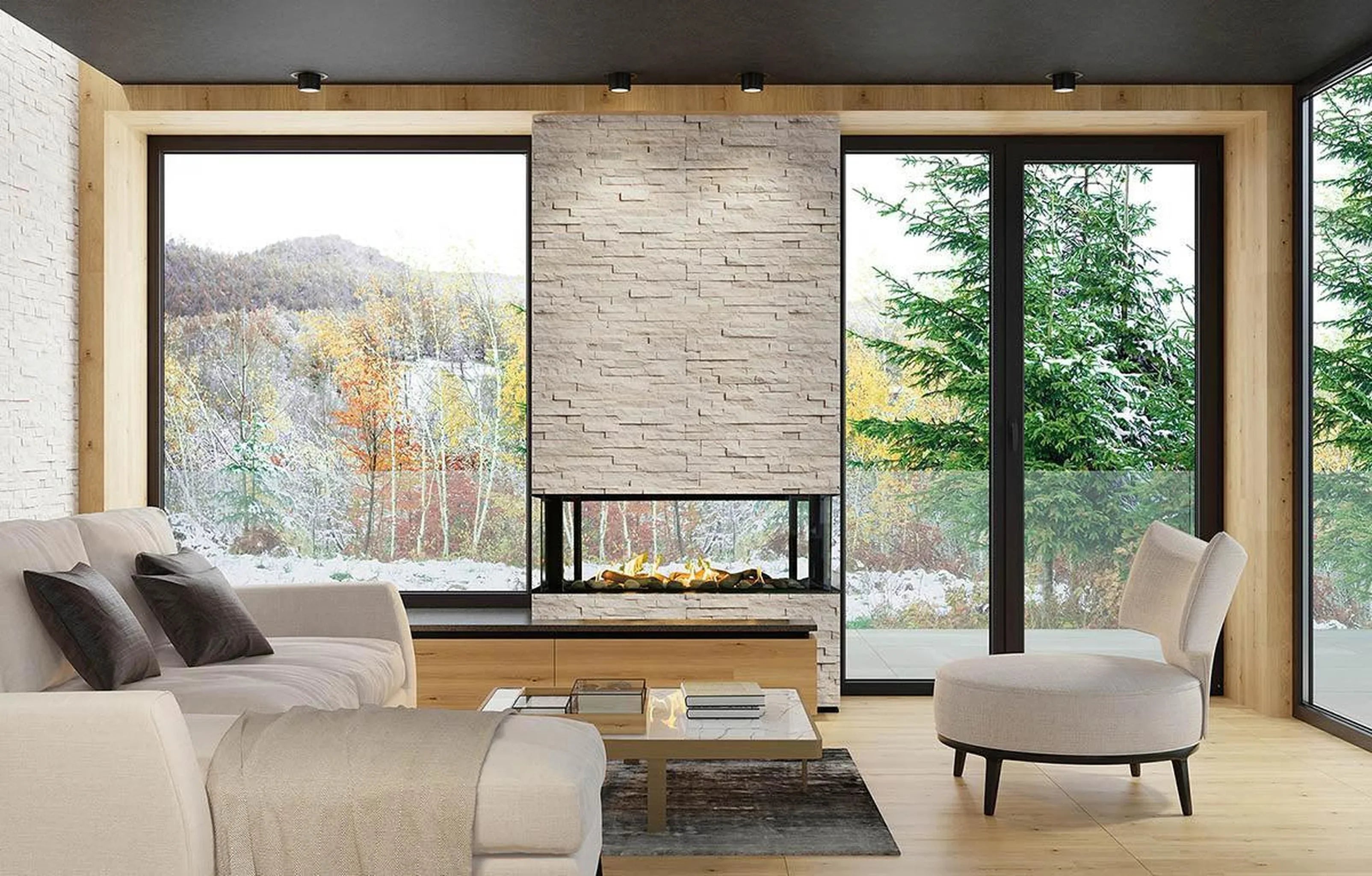 Sierra Flame by Amantii Lyon 48" 4-Sided See-Through Natural Gas Fireplace - Green Vista Living