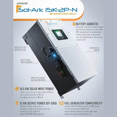 Sol-Ark 15K All-In-One Hybrid Solar Inverter | 120/240/208V 48V Pre-Wired | 10-Year Warranty - Green Vista Living