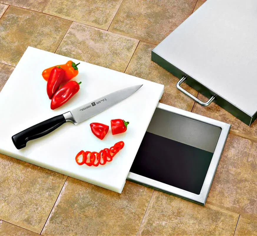 Summerset 14-Inch x 10-Inch Trash Chute & Cutting Board with Lid - SSTC-14 - Green Vista Living