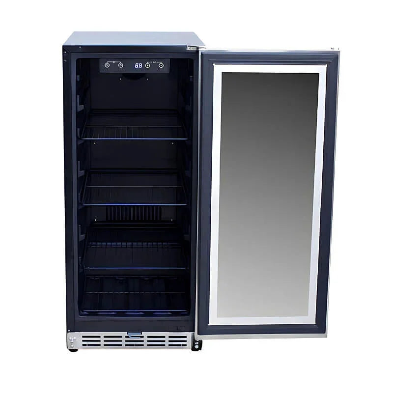 Summerset 15 Inch 3.2 Cu. Ft. Outdoor Refrigerator With Glass Door - RFR-15G - Green Vista Living