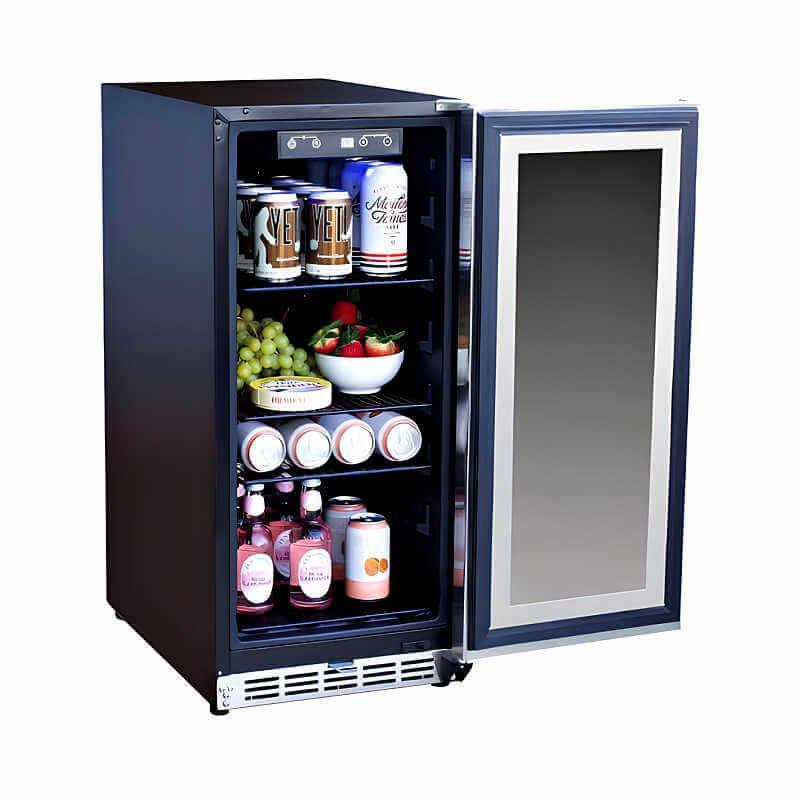 Summerset 15 Inch 3.2 Cu. Ft. Outdoor Refrigerator With Glass Door - RFR-15G - Green Vista Living