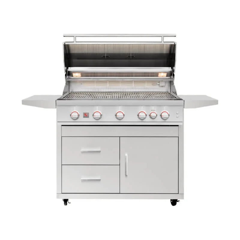 Summerset Sizzler Pro 40 Inch 5 Burner Freestanding Gas Grill w/ Deluxe Cart - Green Vista Living