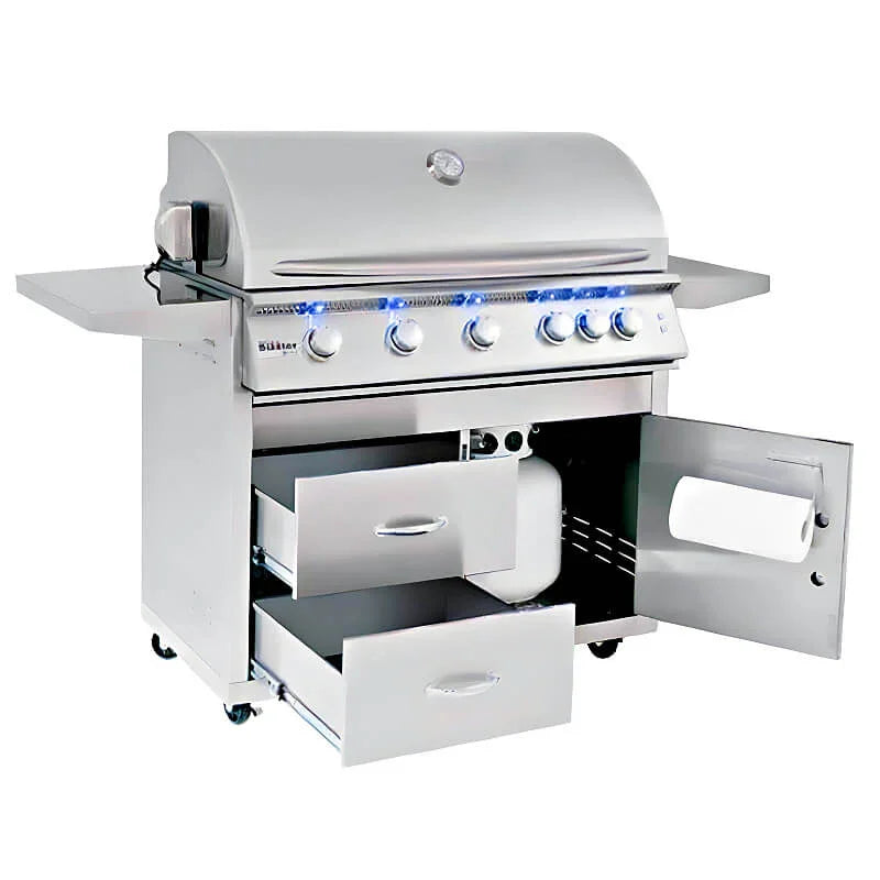 Summerset 40 Inch Sizzler Deluxe Stainless Steel Grill Cart - CART-SIZ40-DC - Green Vista Living