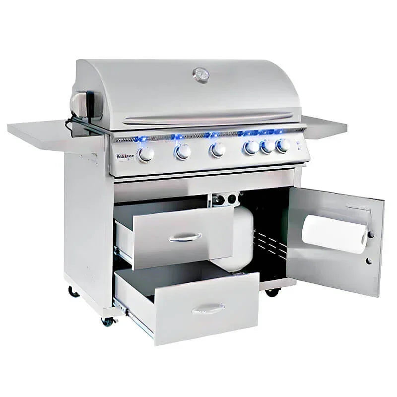 Summerset 40 Inch Sizzler Deluxe Stainless Steel Grill Cart - CART-SIZ40-DC - Green Vista Living