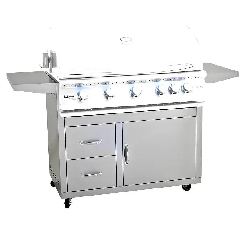 Summerset 40 Inch Sizzler Deluxe Stainless Steel Grill Cart - CART-SIZ40-DC - Green Vista Living