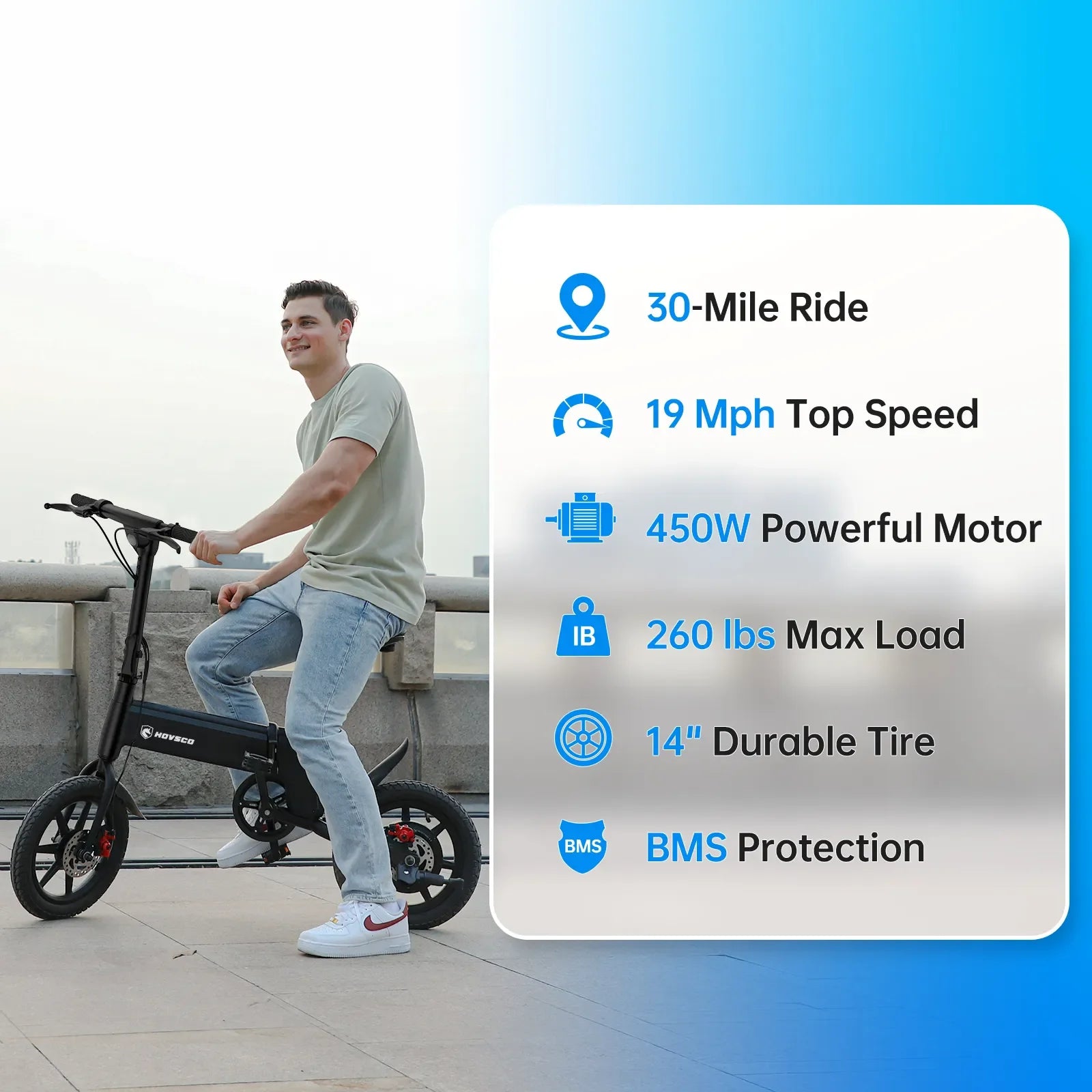 HOVSCO Sync Max 14" Folding Electric Bike - Green Vista Living