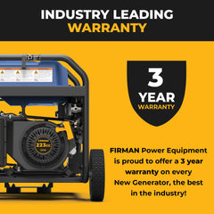 FIRMAN Power Equipment Tri Fuel Portable Generator 5500/4400W Electric Start 120 with CO ALERT