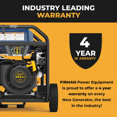 FIRMAN Power Equipment Tri Fuel Portable Generator 7850/6300W Electric Start Gas CO Alert