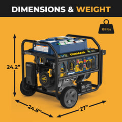 FIRMAN Power Equipment Tri Fuel Portable Generator 7850/6300W Electric Start Gas CO Alert
