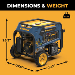 FIRMAN Power Equipment Tri Fuel 7500W Portable Generator Electric Start 120/240V