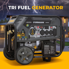 FIRMAN Power Equipment Tri Fuel Portable Generator 9400/7500W Electric Start 120/240V with CO Alert