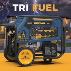 FIRMAN Power Equipment Tri Fuel Portable Generator 10000/8000W Electric Start 120/240V with CO ALERT
