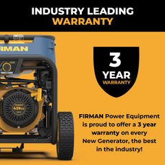 FIRMAN Power Equipment Tri Fuel Portable Generator 10000/8000W Electric Start 120/240V with CO ALERT