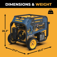 FIRMAN Power Equipment Tri Fuel Portable Generator 10000/8000W Electric Start 120/240V with CO ALERT