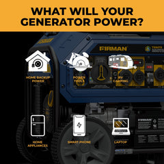 FIRMAN Power Equipment Tri Fuel Portable Generator 10000/8000W Electric Start With CO Alert
