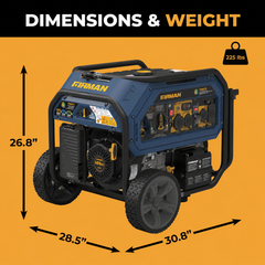 FIRMAN Power Equipment Tri Fuel Portable Generator 10000/8000W Electric Start With CO Alert