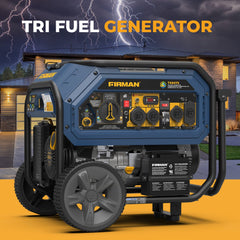 FIRMAN Power Equipment Tri Fuel Portable Generator 10000/8000W Electric Start With CO Alert