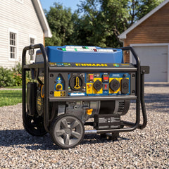 FIRMAN Power Equipment Tri Fuel Portable Generator 8250/6600W Electric Start Wheel Kit Bonus Cover & Cord CO Alert