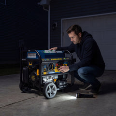 FIRMAN Power Equipment Tri Fuel Portable Generator 8250/6600W Electric Start Wheel Kit Bonus Cover & Cord CO Alert
