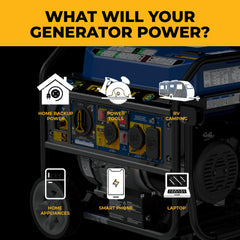 FIRMAN Power Equipment Tri Fuel Portable Generator 8250/6600W Electric Start Wheel Kit Bonus Cover & Cord CO Alert