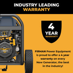 FIRMAN Power Equipment Tri Fuel Portable Generator 11600/9300W Electric Start 120V/240V with Power Cord and CO Alert