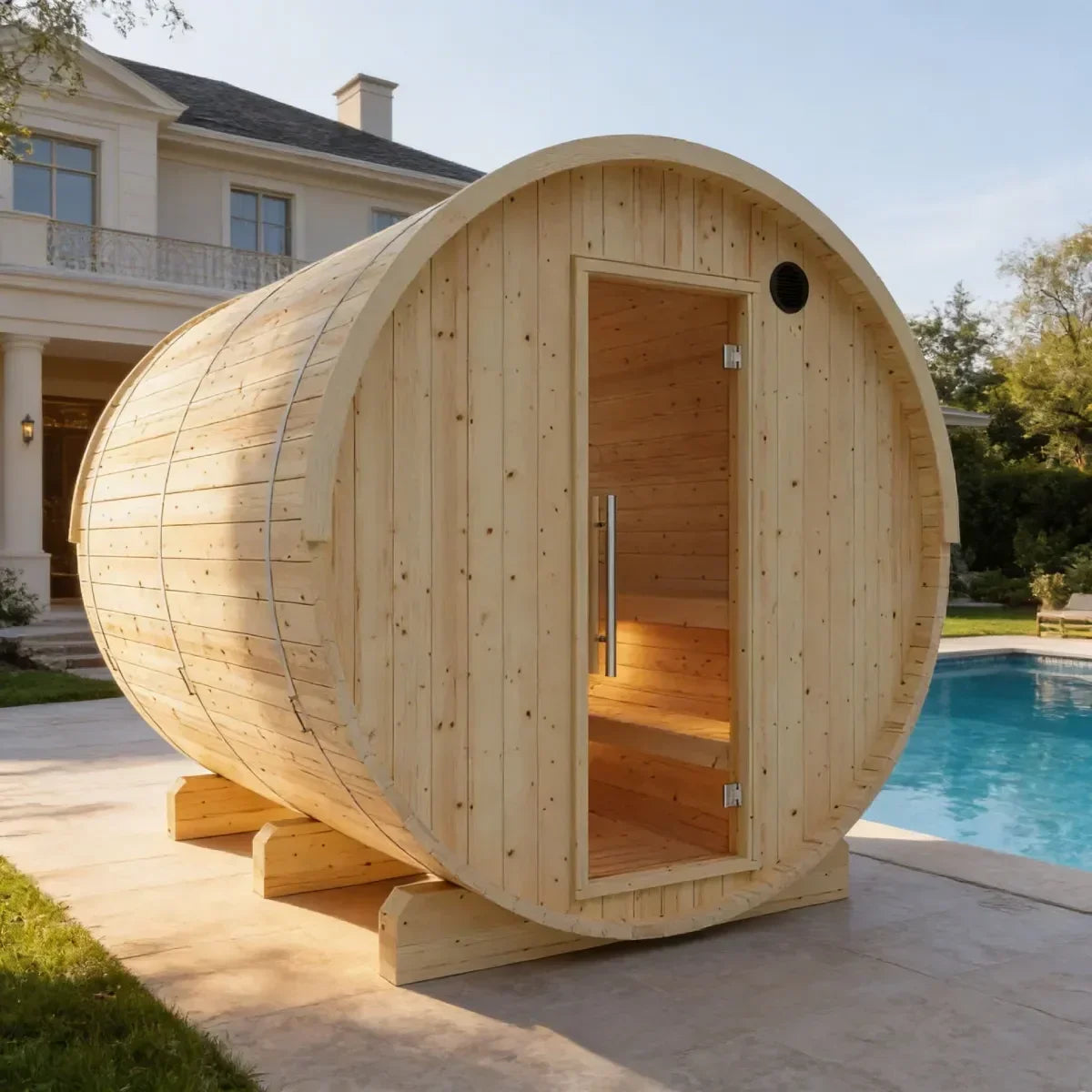 Tampere Finnish Barrel Sauna with WiFi Heater - Finnish Sauna Builders - Green Vista Living