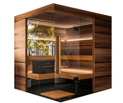 Thermasol Astra - Glass and Wood Panel Corner Layout, 3-4 Person, Indoor Sauna - Green Vista Living