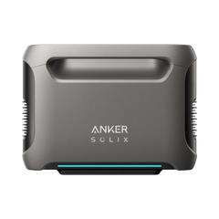 Anker Solix portable inverter front view in gray with handle and blue LED strip
