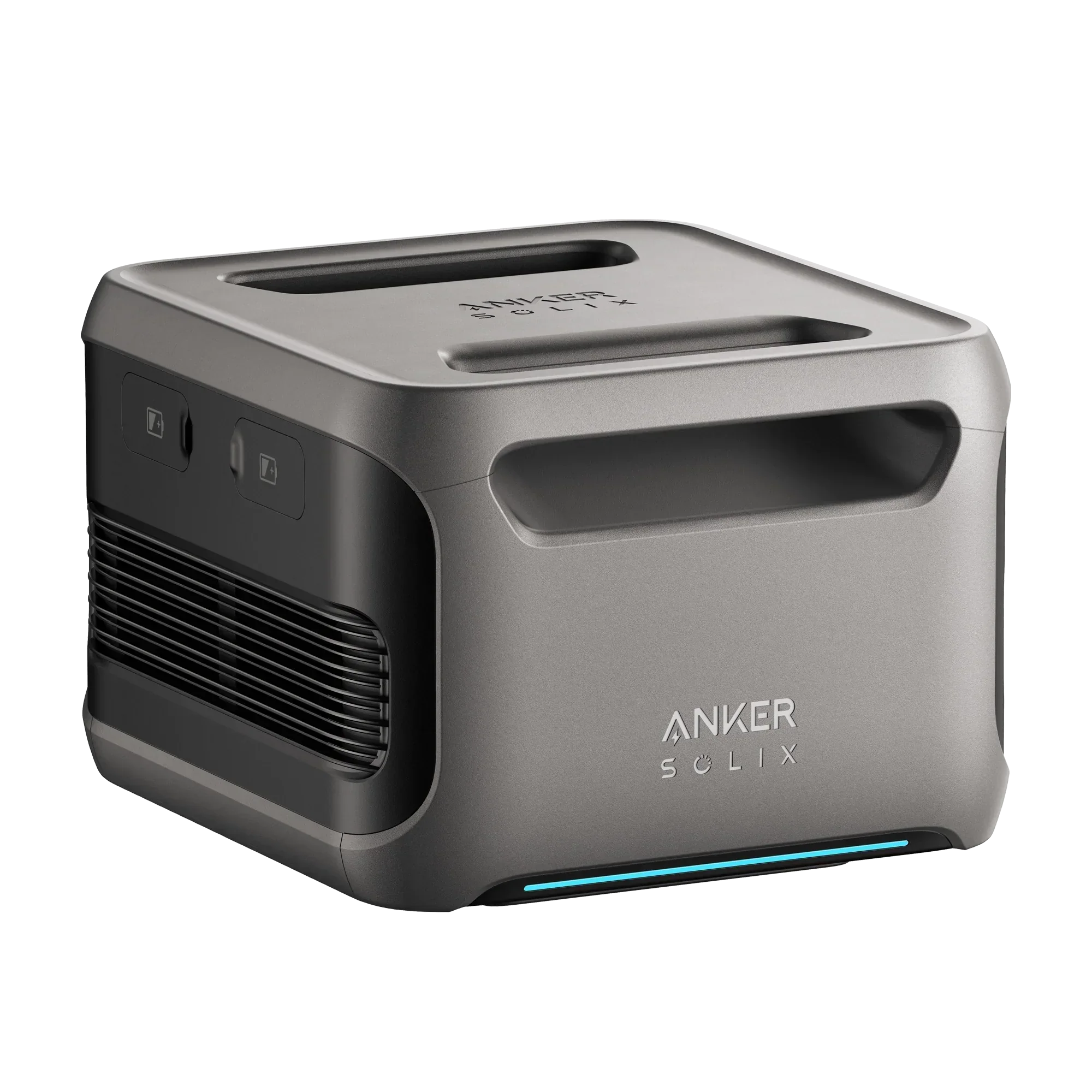 ANKER SOLIX portable power station in gray, compact design with carry handles